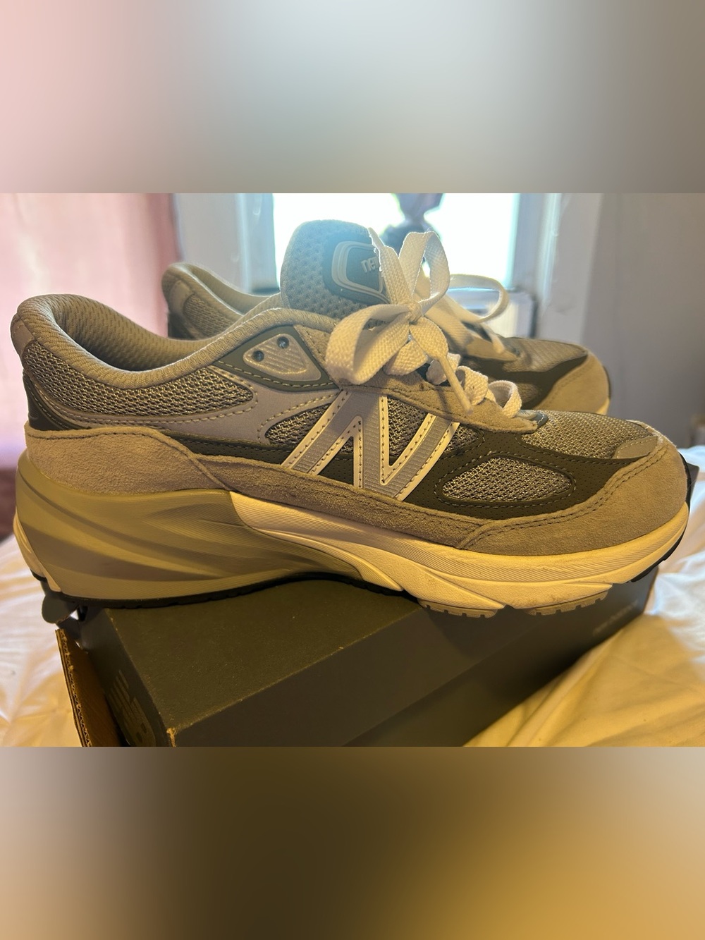 New Balance Gray and White Athletic Sneakers